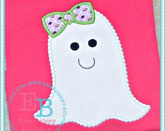 Dotted Ghost Applique: Halloween Embroidery Design (Digital File)