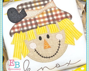 Scarecrow Boy Blanket Stitch Applique, INSTANT DOWNLOAD, Multiple Sizes & Formats, Machine Embroidery File, Fall Halloween Boy Design
