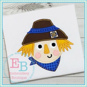 Scarecrow Applique, INSTANT DOWNLOAD, Multiple Sizes & Formats, Machine Applique Embroidery Digital File, Fun Fall Halloween Design