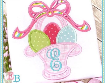 Easter Basket Applique: Fun Rabbit Design (Digital File)