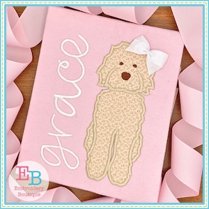Doodle Dog Satin Applique, INSTANT DOWNLOAD, Multiple Sizes and Formats, Machine Applique Embroidery Digital Design File, Pet Dog Design