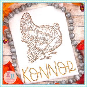 Turkey Embroidery Design, INSTANT DOWNLOAD, Multiple Sizes & Formats, Machine Applique Embroidery Digital File, Fun Thanksgiving Design