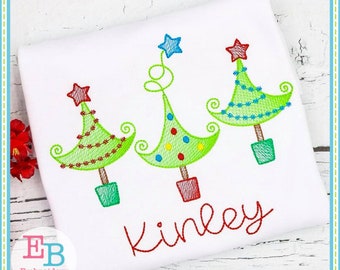 Christmas Tree Trio Applique Design, INSTANT DOWNLOAD, Multiple Sizes & Formats, Machine Embroidery Digital File, Fun Festive Design