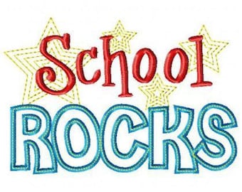 School Rocks Machine Embroidery Design: Back to School (Digital File)