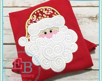 Swirly Beard Santa Applique Design, INSTANT DOWNLOAD, Multiple Sizes & Formats, Machine Embroidery Digital File, Fun Christmas Design