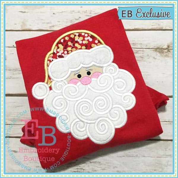 Swirly Beard Santa Applique Design, INSTANT DOWNLOAD, Multiple Sizes & Formats, Machine Embroidery Digital File, Fun Christmas Design