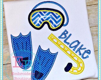 Swim Gear Applique: Summer Embroidery Design (Digital File)