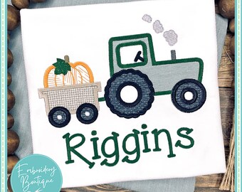 Tractor Pumpkin Applique: Fall Embroidery Design (Digital File)