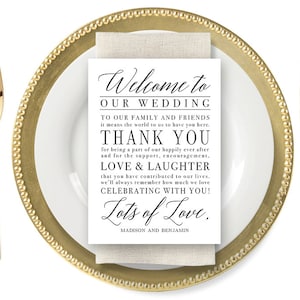 Personalized Wedding Welcome Cards - Printable, Instant Download MODERN SCRIPT #MSC