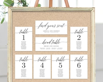 Wedding Seating Chart Template Set - Printable Table Seating Plan - Editable PDF Templates Instant Download - Modern Script Collection #MSC