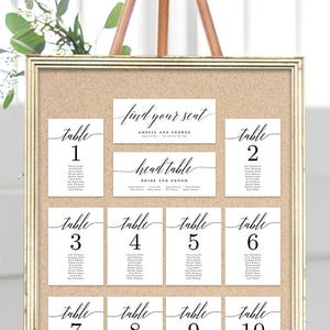 Wedding Seating Chart Template Set - Editable in Canva - Printable Table Seating Plan - Instant Download - Modern Script #MSC