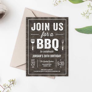 Printable Rustic BBQ Party Invitation Cookout Party Invitation Template BQC image 1