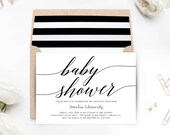 Printable Baby Shower Invitation MODERN SCRIPT With Bonus - Etsy