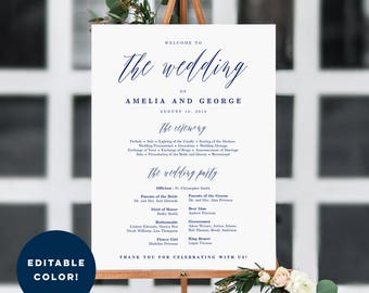wedding program sign etsy