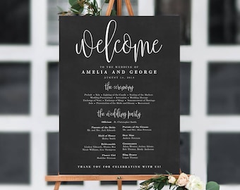 wedding program sign etsy