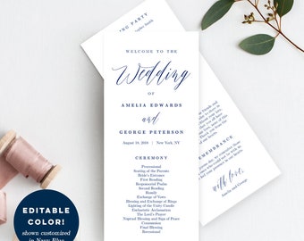 wedding program template etsy