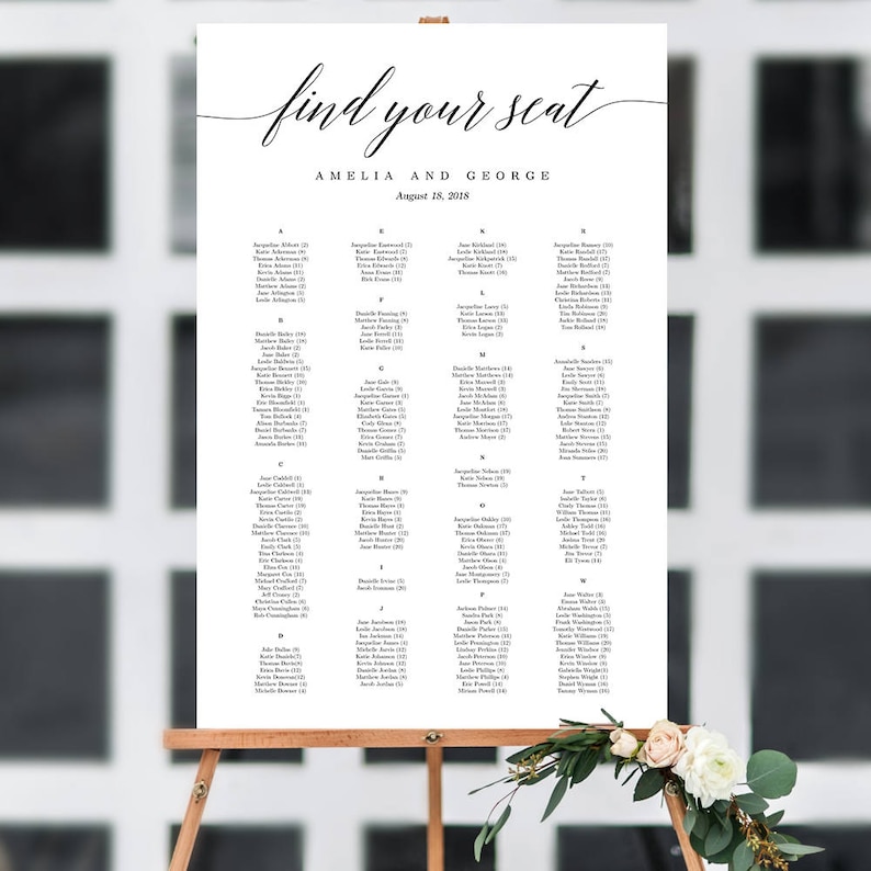 ON SALE 7 Sizes Wedding Seating Chart Template, Editable Wedding Table Seating Chart Sign Instant Download Modern Find Your Seat MSC zdjęcie 2