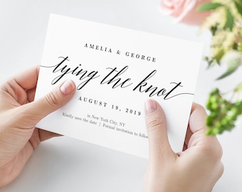 Modern Save The Date Template - Wedding Save The Date Card Template - Instant Download Editable Template - Modern Script #MSC Tying The Knot