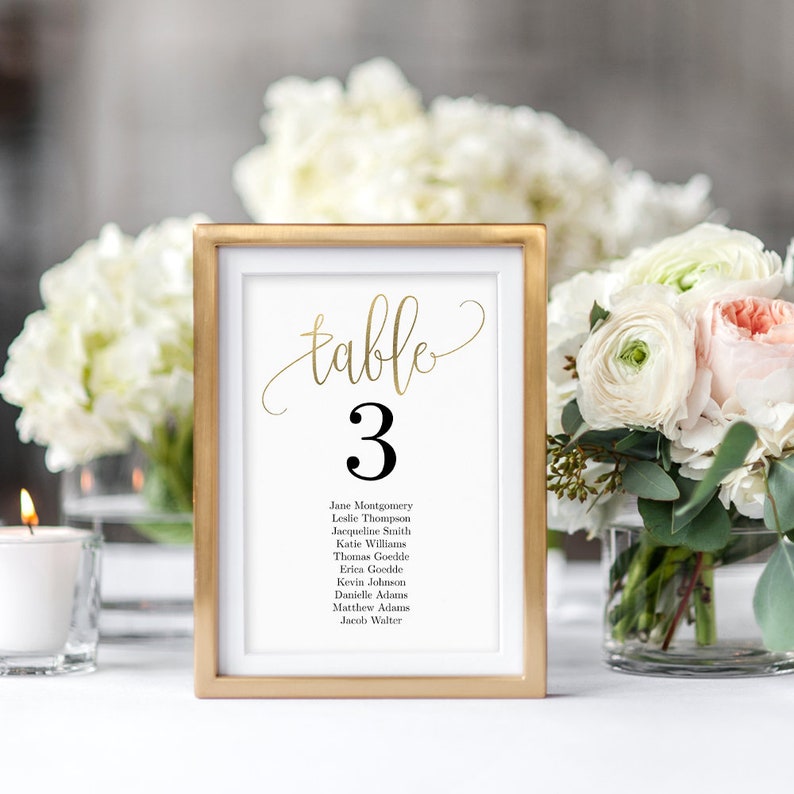 Wedding Seating Chart Template Set Printable Table Seating Plan Editable Templates Instant Download Faux Gold Foil Lovely Calligraphy LCC image 2