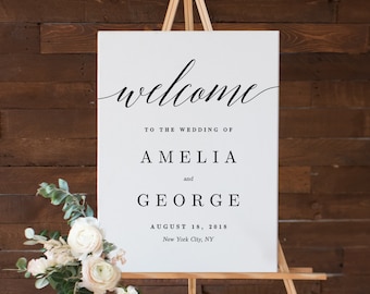 4 Sizes Modern Wedding Welcome Sign Poster - Editable PDF Template Instant Download - Modern Script #MSC