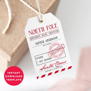 Printable Santa Gift Tags Template - Gift From Santa Tag - Christmas Gift Tags - Instant Download