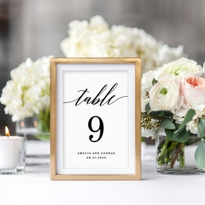 Plantilla de Canva para tarjeta con número de mesa: número de mesa para bodas imprimible: descarga instantánea, escritura moderna #MSC, compatible con Avery