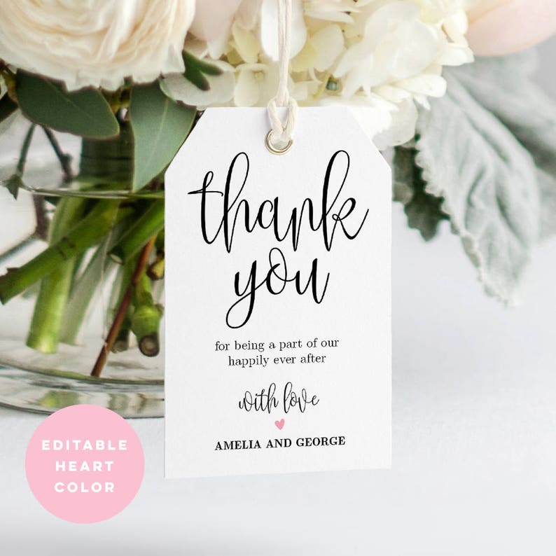 Printable Wedding Thank You Tag Wedding Favor Tag Wedding - Etsy