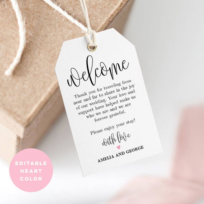 Printable Welcome Tag Wedding Welcome Bag Tag Favor Tag Etsy