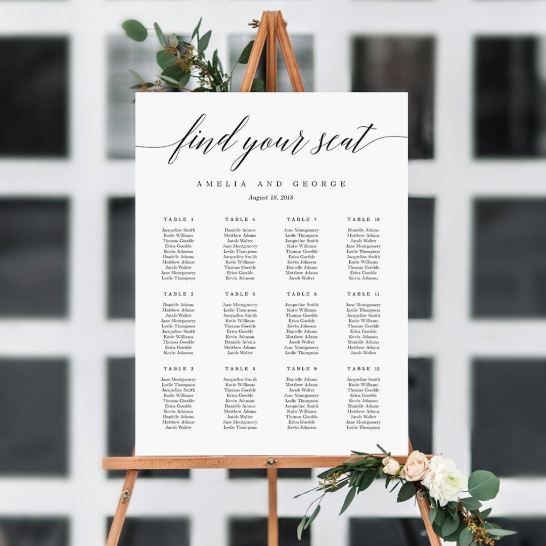 ON SALE 7 Sizes Wedding Seating Chart Template, Editable Wedding Table Seating Chart Sign Instant Download Modern Find Your Seat... 
