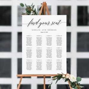 ON SALE 7 Sizes Wedding Seating Chart Template, Editable Wedding Table Seating Chart Sign Instant Download Modern Find Your Seat MSC image 1