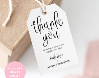 Printable Wedding Thank You Tag, Wedding Favor Tag, Wedding Welcome Bag - Editable PDF Template, Instant Download Lovely Calligraphy #LCC