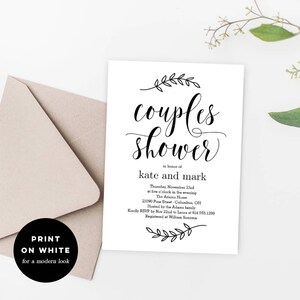 Printable Couples Shower Invitation Template Modern Wedding Shower ...