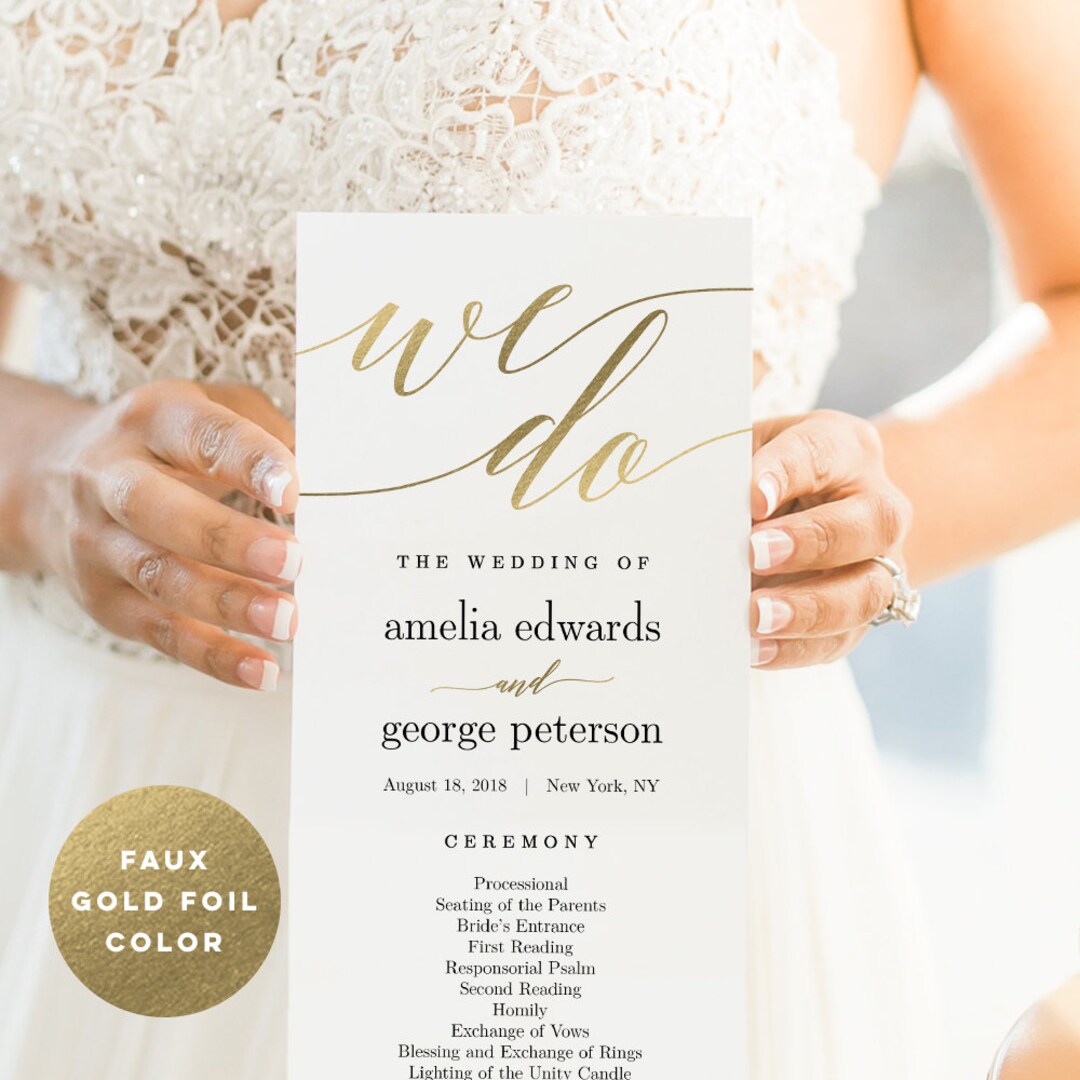 Wedding Program Editable Template Printable Wedding Program Instant
