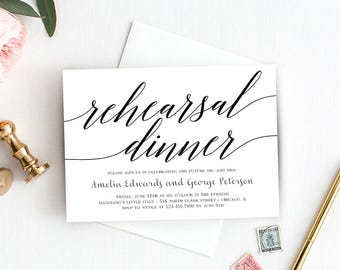 Printable Rehearsal Dinner Invitation Template - Instant Download - MODERN SCRIPT - with Bonus Printable Envelope Liner #MSC