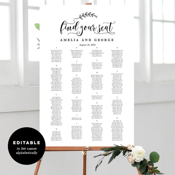 Etsy Seating Chart Template