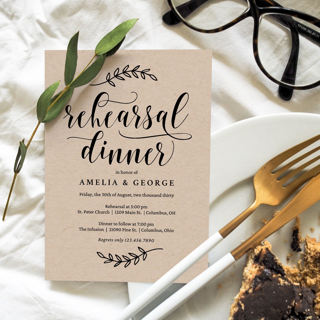 Rustic Elegance Rehearsal Dinner Invitation Canva Template, Printable ...