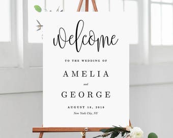 Modern Wedding Welcome Sign Poster - Editable Canva Template Instant Download, 2 Sizes Included - Lovely Calligraphy #LCC