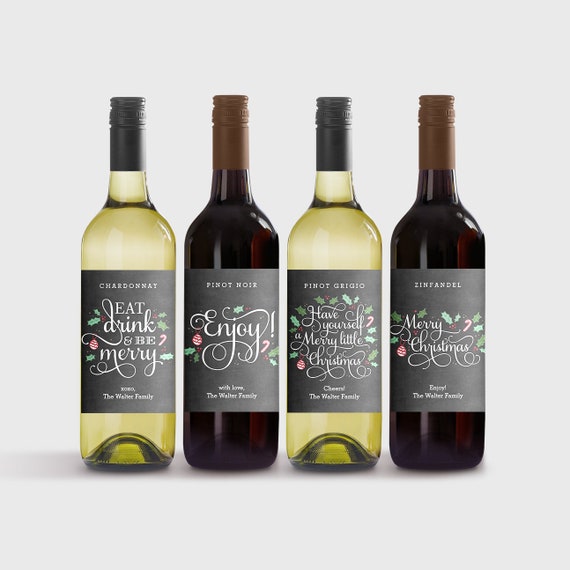 Christmas wine labels free