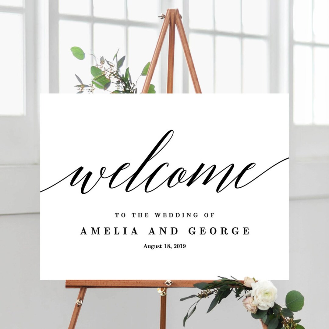 Modern Wedding Welcome Sign Poster Fully Editable Canva Template ...