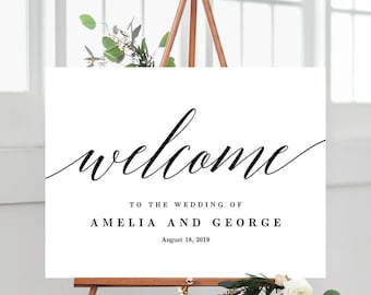 3 Sizes Wedding Welcome Sign Poster - Editable PDF Template Instant Download - Modern Script #MSC