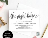 Printable Rehearsal Dinner Invitation Template - The Night Before Rehearsal Dinner Invitation Instant Download - Lovely Calligraphy #LCC
