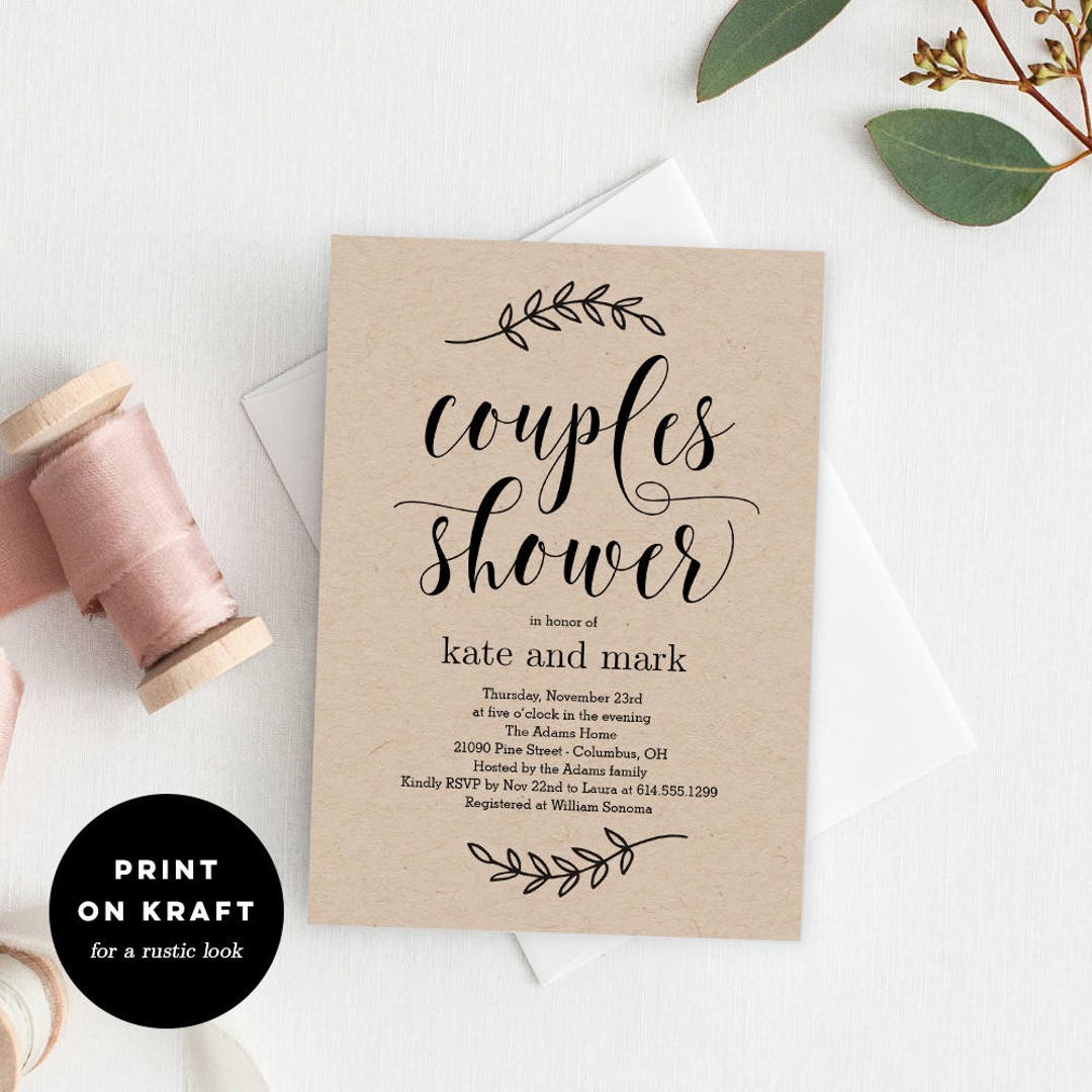 Printable Couples Shower Invitation Template Modern Wedding Shower ...