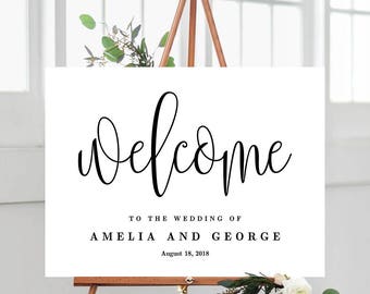 Modern Wedding Welcome Sign Template - Editable in Canva - Printable Instant Download, 2 Sizes Included - Lovely Calligraphy #LCC
