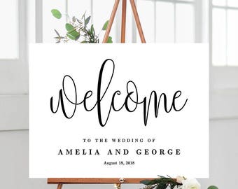 3 Sizes Modern Wedding Welcome Sign Poster - Editable PDF Template Instant Download - Lovely Calligraphy #LCC