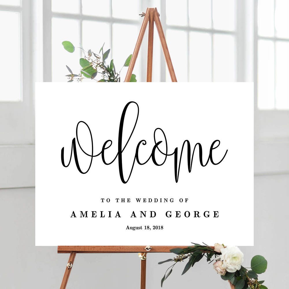 Modern Nuptial Editable Color Photo Welcome Sign - Berry Berry Sweet