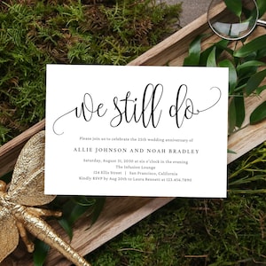 Plantilla de Canva para invitación de aniversario de bodas We Still Do, invitación de aniversario imprimible - Descarga instantánea Hermosa caligrafía #LCC