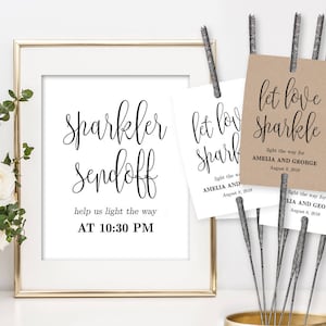 Sparklers Tag and Sendoff Sign Editable Templates Printable Wedding Sparklers Tags Sparklers Sendoff Sign Lovely Calligraphy LCC image 1