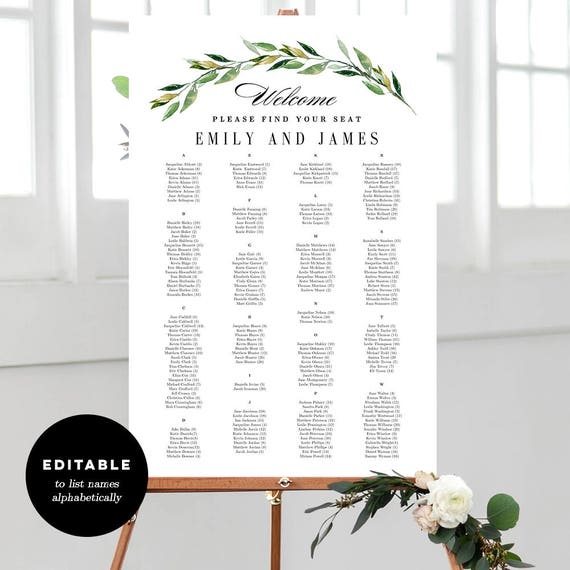 Wedding Seating Chart Canva