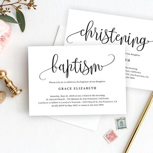 Printable Baptism or Christening Invitation Template - Instant Download Editable Color Canva Template - Lovely Calligraphy #LCC