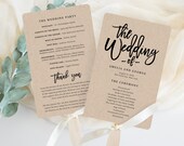 Wedding Program Fan Canva Template - Printable Program Fans Instant Download Editable Templates - Brushed Modern #BCC